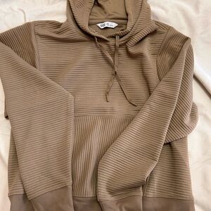 DSG Ribbed Hoodie in Taupe Beige